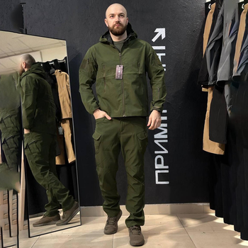 Тактичний полегшений костюм Vanguard Softshell Куртка з капюшоном + Штани олива розмір 3XL