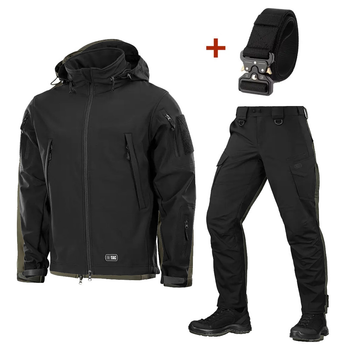Форма M-Tac Куртка SoftShell и Брюки Aggressor Gen.II Flex Black + Подарок ремень Кобра размер XS