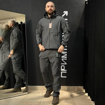 Тактичний полегшений костюм Vanguard Softshell Куртка з капюшоном + Штани сірий розмір M