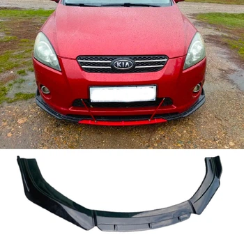 Пластиковая губа на бампер KIA Ceed молдинг бампера юбка универсальная черная.
