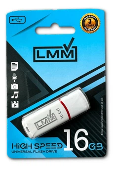 Флешка USB 16GB LMM Classic белая usb 2.0 влагозащищенный корпус скорость до 480 Мбіт/с
