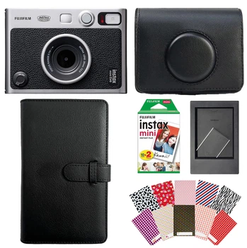Набор камера моментальной печати Fujifilm Instax Mini Evo Hybrid Black + чехол + фотопленка 20 шт + фотоальбом 108 + наклейки 20 шт + фоторамка