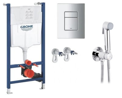 Комплект Інсталяція GROHE Rapid SL 3 в 1 388400WG1 + Гігієнічний душ із змішувачем KRONER (KRP) Bidet-C082