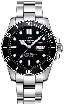 Мужские часы Carnival Patent Black Silver New