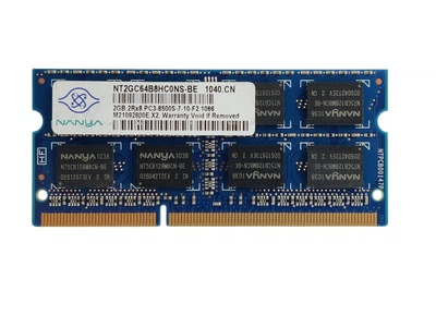 Оперативная память для ноутбука SODIMM Nanya DDR3 2Gb 1066MHz PC3-8500S (NT2GC64B8HC0NS-BE) 14042 Б/У
