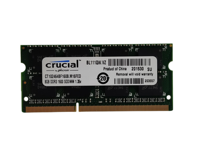 Оперативная память для ноутбука SODIMM Crucial DDR3L 8Gb 1600MHz PC3L-12800S (CT102464BF160B.M16FED) 13958 Б/У