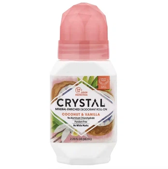Шариковый дезодорант с минералами, с кокосом и ванилью, CRYSTAL, 66 мл