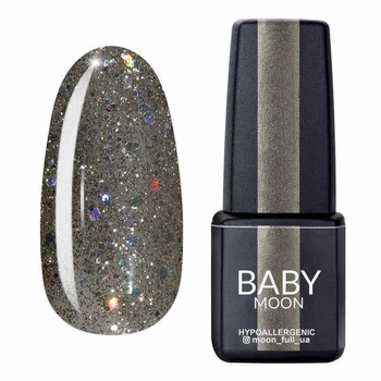 Гель-лак BABY Moon Dance Diamond №21 сріблясто-оливковий з різнокольоровим глітером, 6 мл