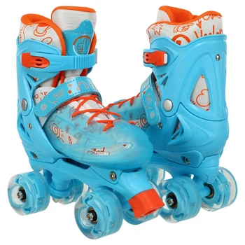 Роликовые коньки квады раздвижные ретро ролики Banwei 905-A размер 35-38 Light Blue-Red