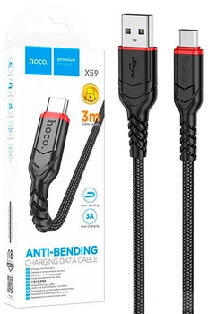 Інтерфейсний кабель Hoco X59 3A USB - TypeC 2m Black (40007)