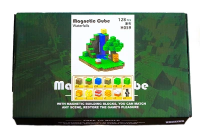 Магнитный конструктор Водопад в джунглях Minecraft 128 блоков и 5 фигурок. Детский конструктор Майнкрафт