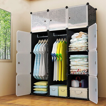 Пластиковый складной шкаф Storage Cube Cabinet 12 секций Черный (N-16)