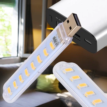 Миниатюрная светодиодная led-лампочка брелок белый свет на 8 диодов с питанием от USB 5V (LUX)