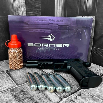 Пневматичний пістолет Borner 304 + кульки 1000 шт. та 5 балонів СО2