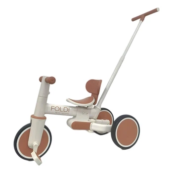 Багатофункціональний дитячий велосипед ME 1202 FOLDI Сinnamon Beige 3в1 з батьківською ручкою