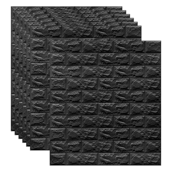 Самоклеющаяся 3D панель под кирпич Чёрный 700x770x3мм 3Д