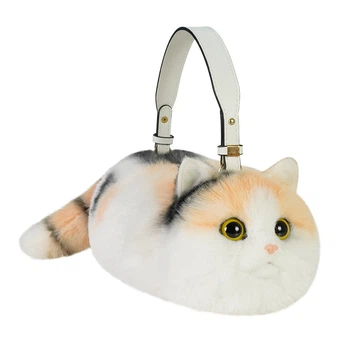Плюшевая сумка котик в виде кота меховая сумочка с реалистичным котом 31×13×12 см