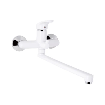 Brinex 36W 005 Смеситель для ванны Chrome/White (k35) с длинным поворотным изливом BRIN36W005