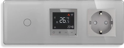 Блок WiFi регулятор для пола + Сенсорный выключатель + Розетка 1DAL Серый (G228D-SW1G-TR.WF-ST.GR)