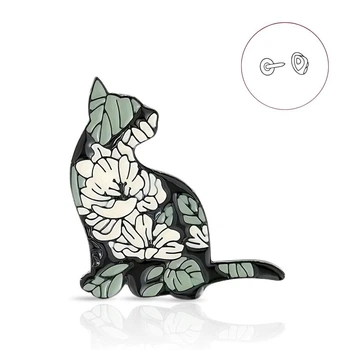 Значок (пин) BROCHE брошь бижутерия Животные Кошка с цветами BRGV114852