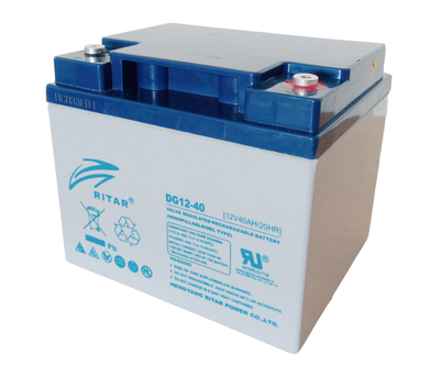 Аккумуляторная батарея Ritar DG12-40 GEL 12 В 40 А·час, клеммы F11, серый корпус, герметична и безобслуживаемая, для систем резервного питания, ИБП и инверторов