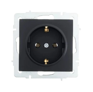 Розетка одинарная з/з LEZARD Vesna черная
