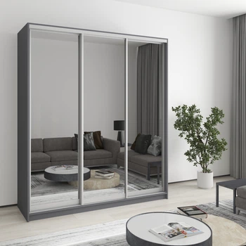 Шкаф-купе трехдверный MebelStar Стандарт AL 3 Зеркала 180x45x210 см Антрацит (MBS-2974)