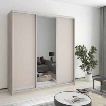 Шафа-купе тридверна MebelStar Стандарт AL 2ДСП/Дзеркало 190x60x210 см Кашемір (MBS-2933)