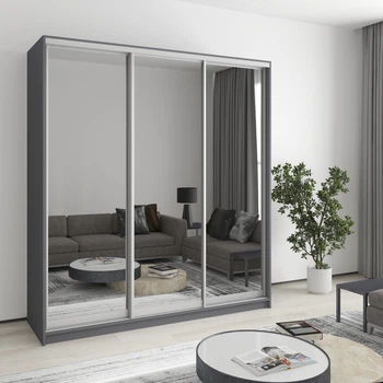 Шкаф-купе трехдверный MebelStar Стандарт AL 3 Зеркала 190x60x210 см Антрацит (MBS-2981)