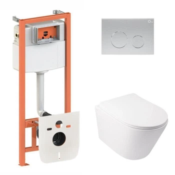 Подвесной унитаз Qtap Swan Ultra Quiet с инсталляцией для ванной комнаты тихий унитаз комплект для смыва (600177)