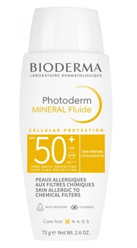 Сонцезахисний мінеральний флюїд для алергічної шкіри Bioderma Photoderm Mineral Fluide SPF50+ 75 г