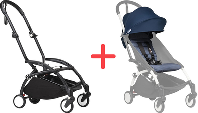 Набор Stokke YOYO Шасси Black + Комплект текстиля Air France Blue (646407.02)