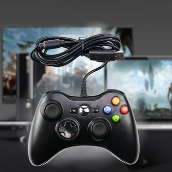 Проводной джойстик Xbox 360 Wired Controller, игровой геймпад контроллер для Xbox 360 и ПК Черный VEN-108-PR-Black