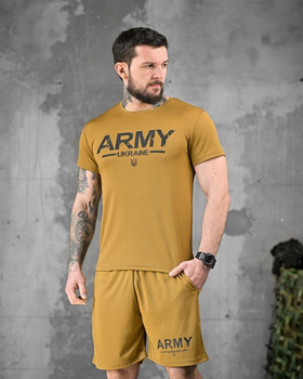 Армейский мужской летний костюм Army Ukraine шорты+футболка L койот (87562)