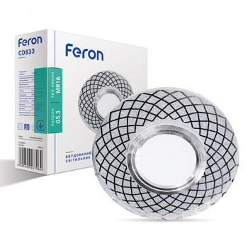 Врезной точечный светильник FERON CD833 MR16 прозрачный серебро с LED подсветкой