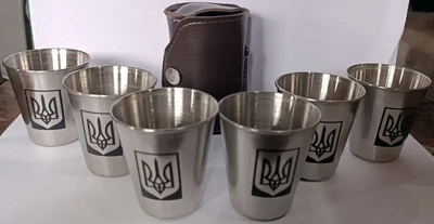 Рюмки в кожаном чехле Тризуб 6 шт по 75 мл (JB-03-Тризуб)