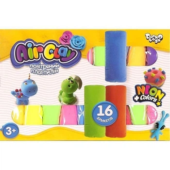 Самозастигаючий пластилін Air Clay Danko Toys ARCL-04-01U набір 16 шт тісто повітряний пластилін для дітей