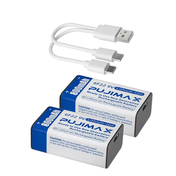 Аккумулятор крона PUJIMAX 9V 800mAh Li-Ion USB type-C комплект 2 шт