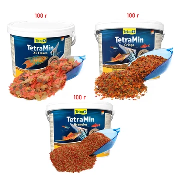 Набір фасованих кормів для акваріумних рибок Tetra "TetraMinSet" (3 види кормів TetraMin) - 300 г