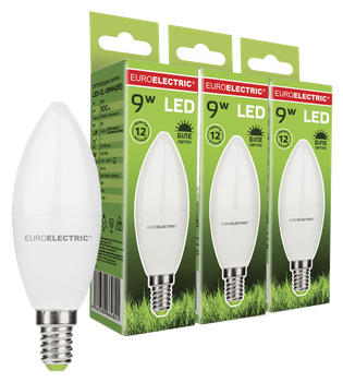 LED Лампа EUROELECTRIC CL 9W 900Lm E14 4000K 3 шт