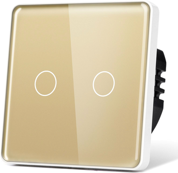 Розумний вимикач з WiFi + BLE 1DAL 2 сенсори, Золото, З нейтраллю (G86D-SW2G.WF.GD)