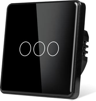 Розумний вимикач з WiFi + BLE 1DAL 3 сенсори, Чорний, З нейтраллю (G86D-SW3G.WF.BL)