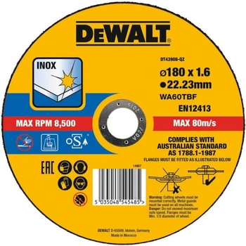 Круг отрезной по металлу DeWALT 180×1.6×22.23 мм (DT43908) — диск для резки металла