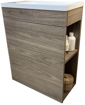Тумба підвісна FANCY MARBLE Samar 500 L з умивальником Sammy 500 горіх Барселона петлі зліва