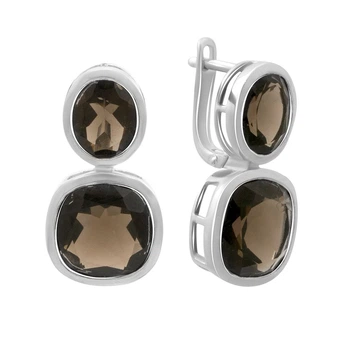 Срібні сережки з раухтопазом (димчастим кварцом) 15.475ct (2180623)