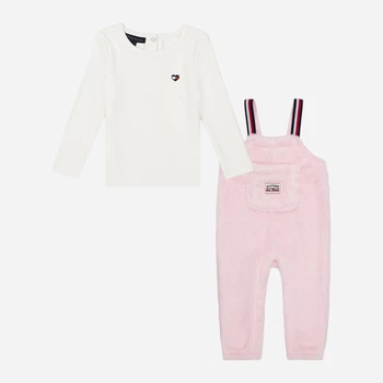 Детский комплект (лонгслив + полукомбинезон) для девочки Tommy Hilfiger 70796694 80 см Белый/Розовый (1159830944)