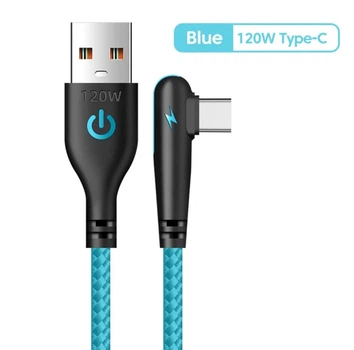 Кабель USB Type-C для швидкого заряджання Huawei Mate (1 метр), 90 градусів, берюзовий