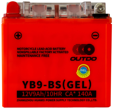 Аккумулятор мото 12v 9Ah 140A Outdo под болт (гелевой)