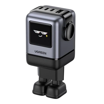 Сетевое зарядное устройство UGREEN X688 USB-A/3xUSB-C 100W Robot GaN Tech Fast Charger Grey (45515B)