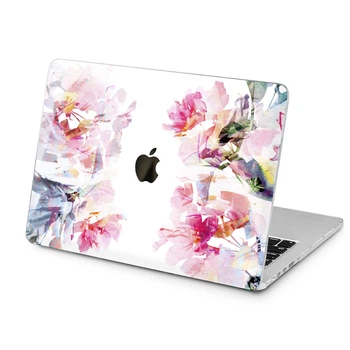 Чехол пластиковый для Apple MacBook Air 13 M2 M3 M4 M5 2022-2026 (Акварельные пионы на белом) A2681/A3113/A3240/A3449 макбук эйр 13.6" аир